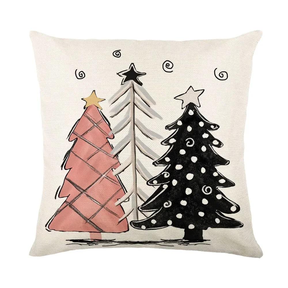 Christmas Day Party Decoration Pillowcase Santa Claus Dwarf Snowman Print Pillow Cover Sofa Room Home Decoration Christmas Gift
