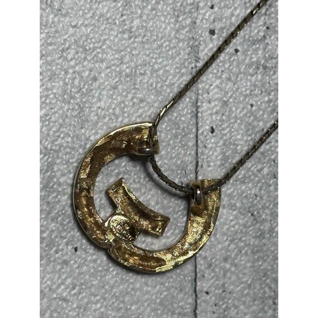 Used Givenchy Necklace Horseshoe Horseshoe Rhinestone G Logo [273]