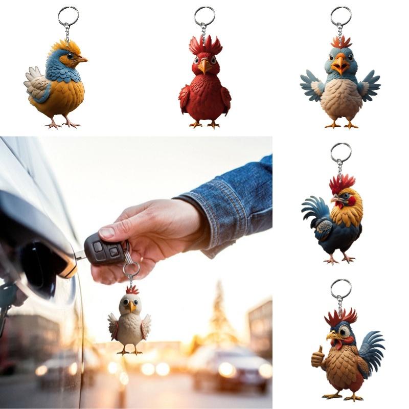Keychain Cartoon Chicken Bag Charm Car Pendant Halloween Christmas Decoration