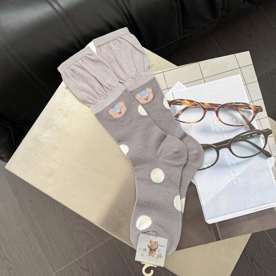 Spring & Summer Bear Ballet Calf Socks - Mesh, Ruffle, Cute, Boot-Friendly Women s Long Socks One Size