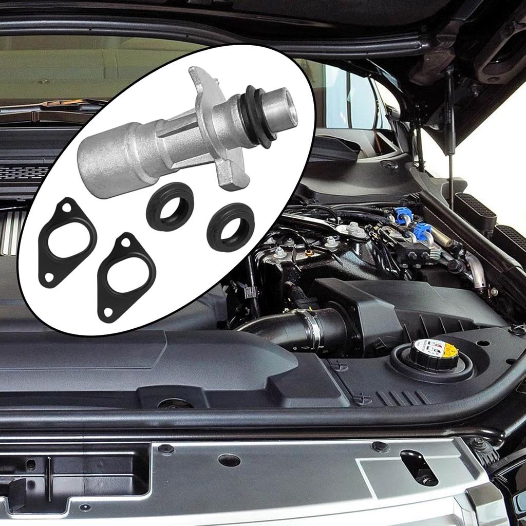 R028136 Aluminium-Ölkühler-Adapter-Kit mit doppelten Wasserpumpendichtungen Kompatibel mit 2010-2016 Land Rover LR4, 2010-2021 Land Rover Range Rover