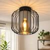 Ceiling Light - NETTLIFE - NETTLIFE - Black Glass Lampshade - E27 Socket - Vintage Metal Style