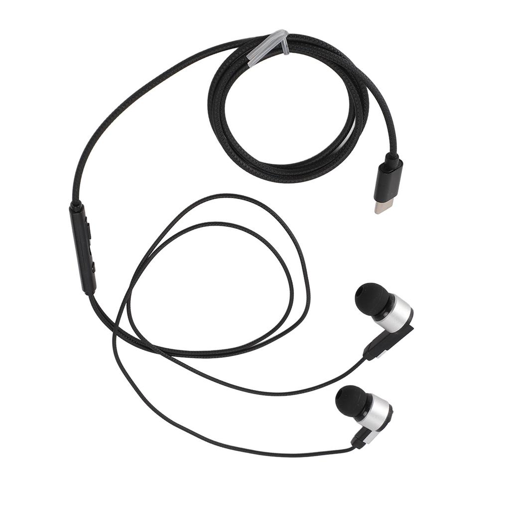 USB C Headphones Earbuds HiFi Stereo Bass Noise Canceling USB Type C Wired Earbuds with Microphone for Smartphone