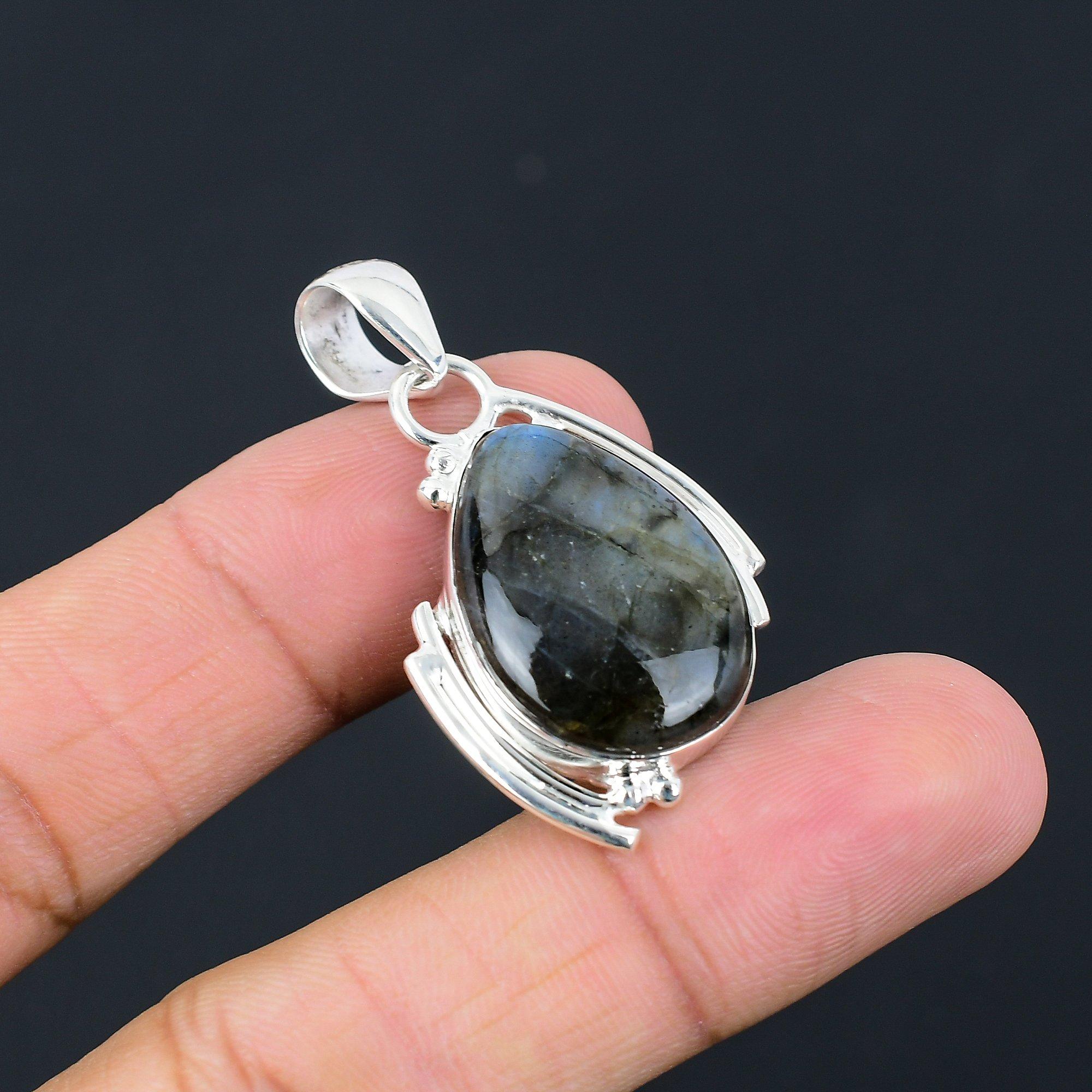 Easter Deal Labradorite Gemstone Elegant Engagement Pendant Jewelry 925 Silver