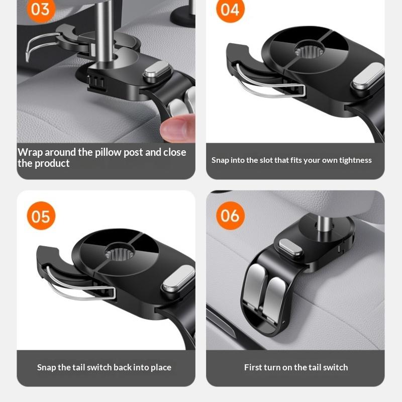Quality 2 In 1Car Headrest Hook Premium Foldable Rear Seat Hanging Dual Hook 25KG Large Load-Bearing Alloy Hook Hanger Universal