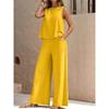 Women Sleeveless Tank Top Wide Leg Pants Set Solid Color Casual Two Piece Outfit