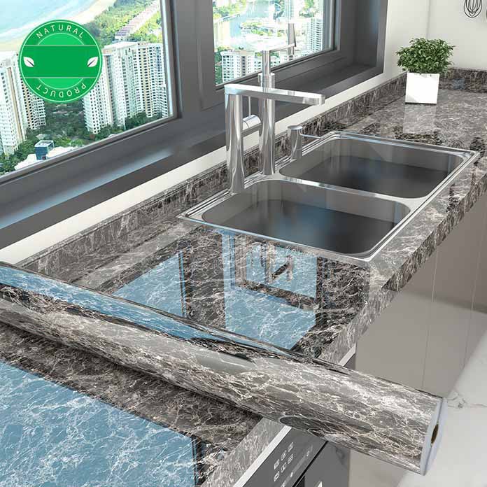 Self-adhesive Marble-pattern Oil-proof Kitchen Countertop Film Heat-resistant Renovation Moisture-proof Wall Sticker