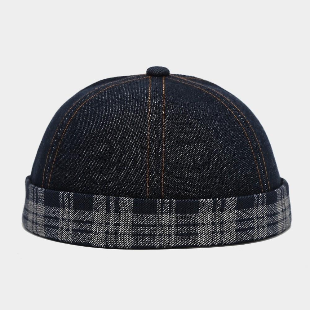 Verstellbares Design Jeans Docker Mütze Karomuster Verstellbare Hafenmütze Totenkopf Mütze Radfahren