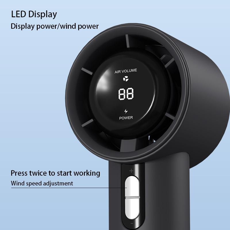 2024 Mais Novo Ventilador de Mão Portátil para Exterior Potente 100-alta velocidade Visor LED Ventilador de Mão Recarregável Bateria 3000mAh Ventilador Pessoal