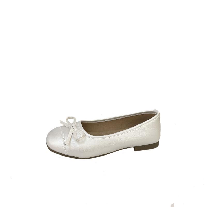 Neue sanfte Dameneinzel schuhe 2 neue elegante Schleife runde Spitze leichter Mund Rock