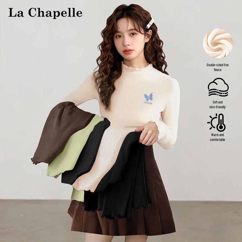 La Chapelle Women s Star Butterfly Print Ruffled Slim-Fit Long Sleeve T-Shirt L