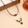Maillard Style Tiger Eye Stone Pendant Y-shaped Thin Chain Sweater Necklace Women's Fashion Adjustable Rope Chain Daily Jewelry