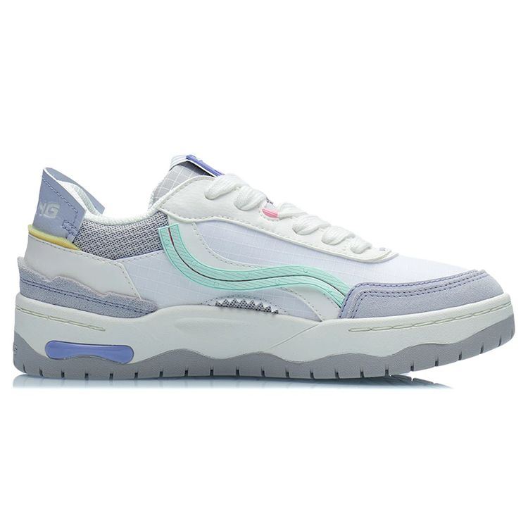 Li Ning CF Suede Fabric Synthetic Leather Non-Slip Lightweight Low-Top Skate Shoes Women Sneakers Blue White AGCR300-1