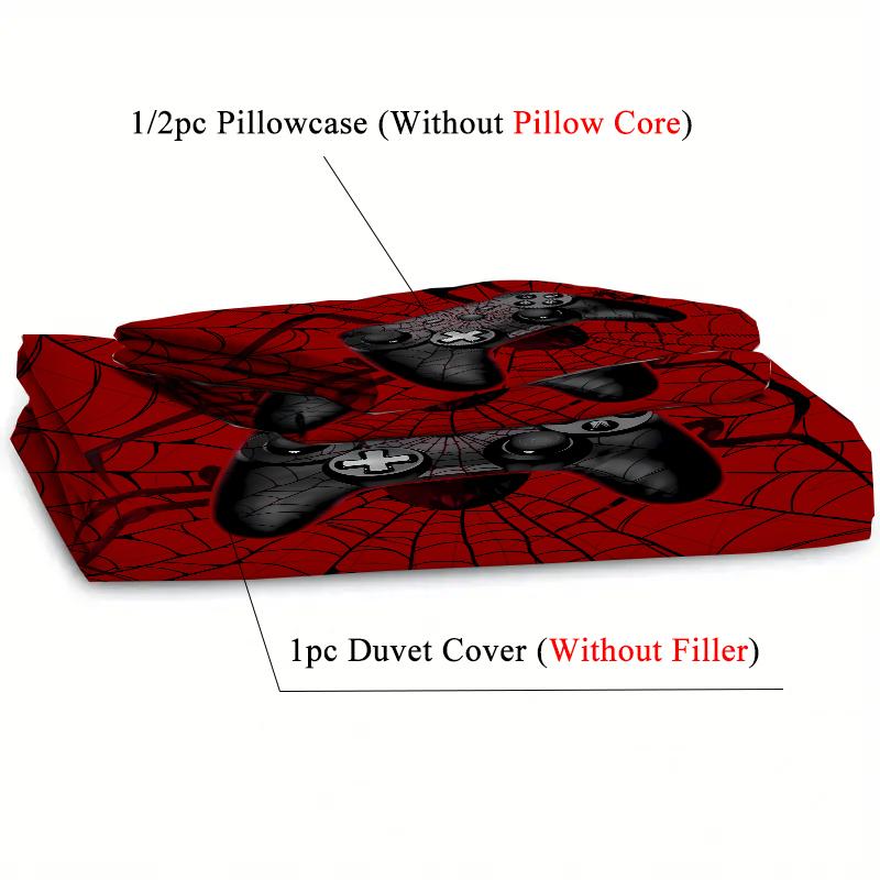 Boys Game Controller Quilt Cover Cool Gamepad Bedding Set Modern Polyester Comforter Bedspread Black Red Spider Web Bedding Set