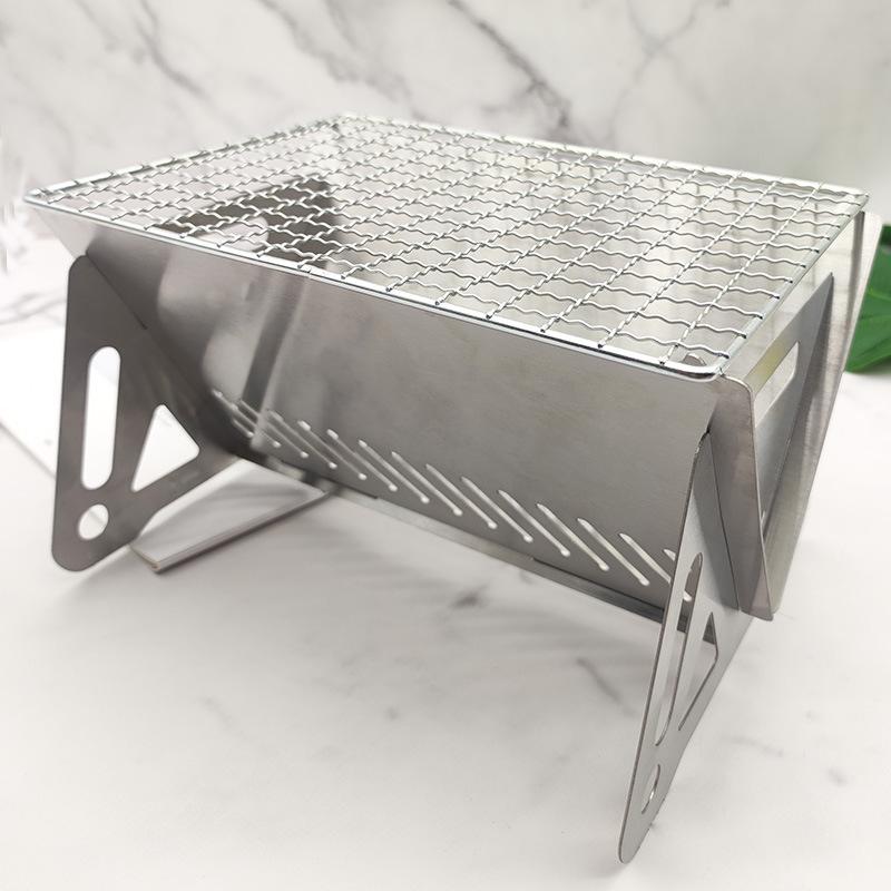 Portable Outdoor Folding Stainless Steel Grill and Firewood Stove for Camping