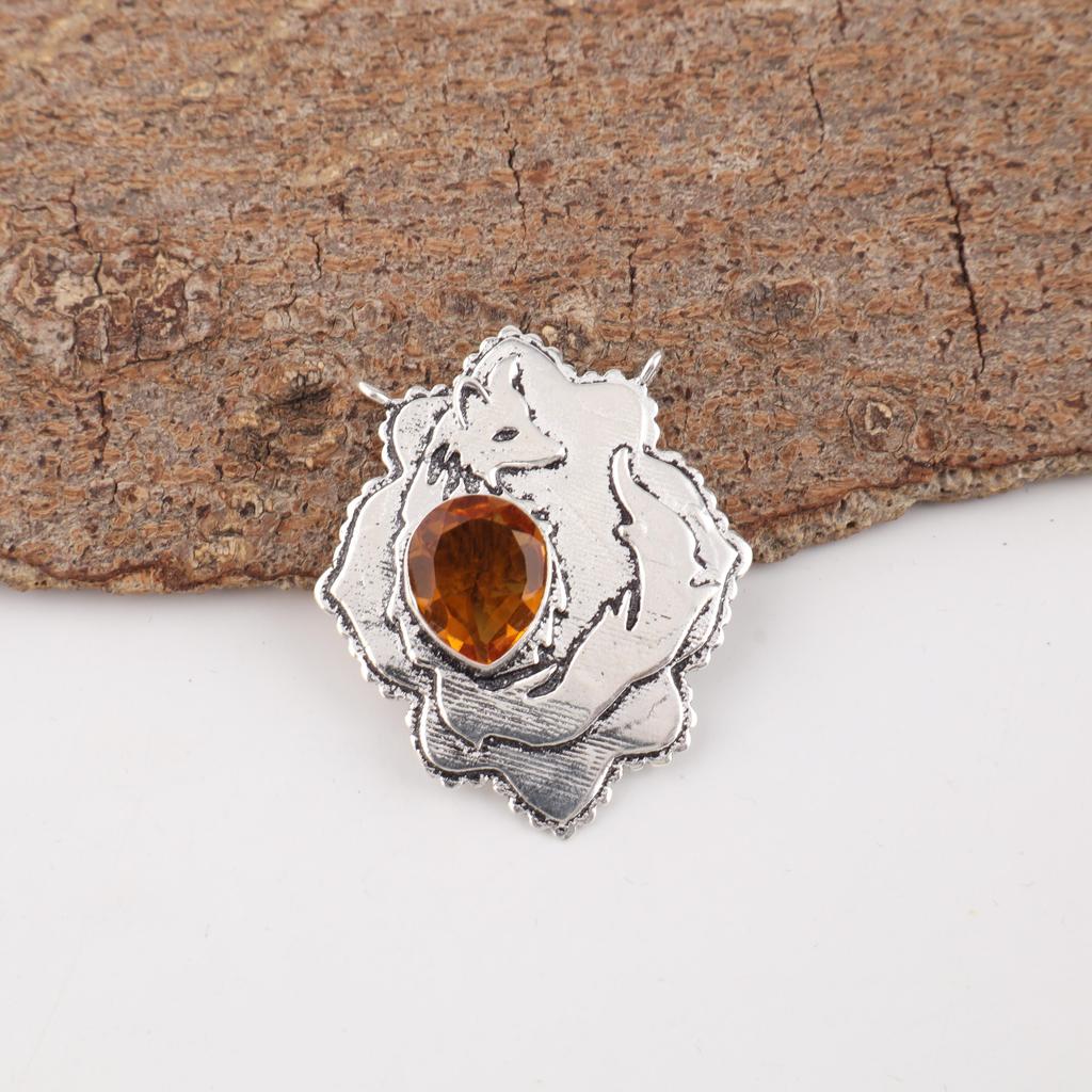 Citrine Gemstone Jewelry, 925 Solid Sterling Silver Pendant, Handmade Gorgeous Silver Pendant, Protecting Jewelry For Mother