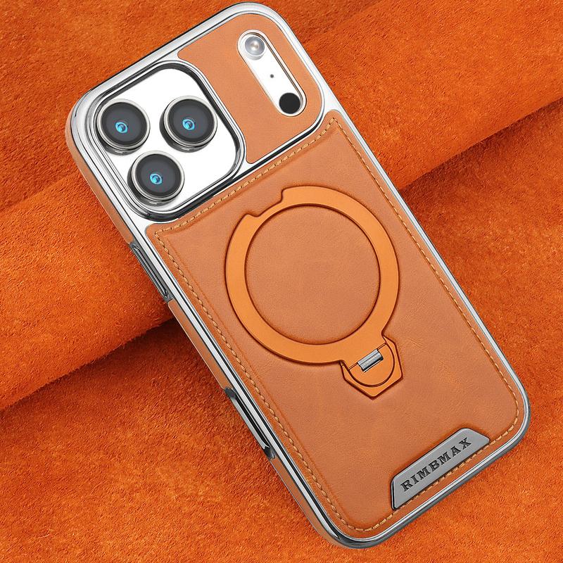 Supporto Magnetico Rotante Custodia in Pelle di Lusso per Telefono Per iPhone 11 12 13 14 15 16 17 Pro Max Plus Ricarica Wireless Copertura Antiurto