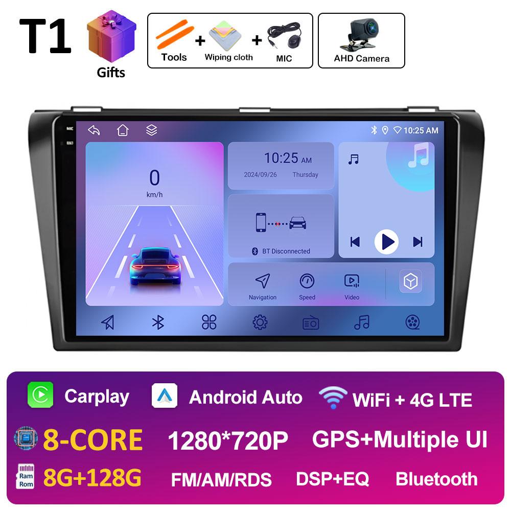 Pentru Mazda 3 2004 2005 2006 2007 2008 2009 Sistem inteligent Android Navigație GPS Wireless Carplay Bluetooth QLED Ecran IPS