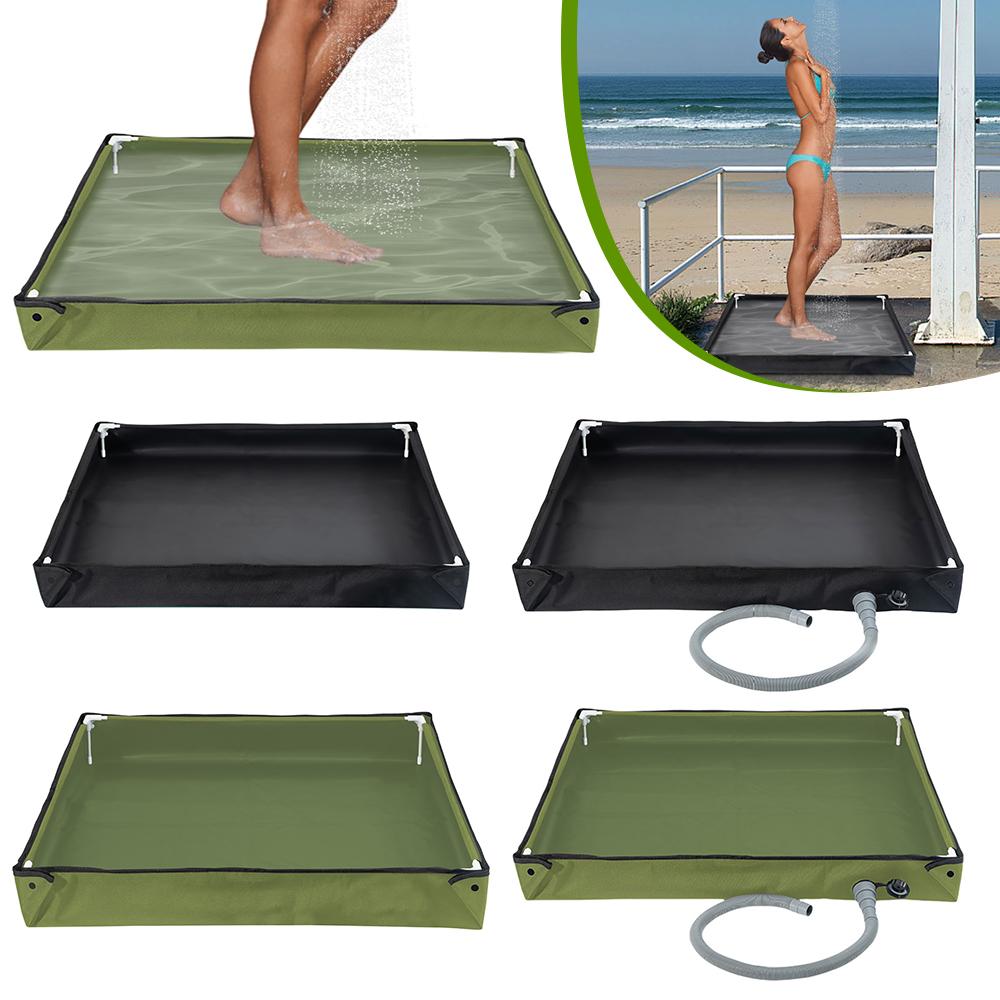 Portable Shower Pan With Drain Hose Foldable Shower Base Outdoor Tent Shower Tray For Outdoor RV Camping Shower Beach Pet Bath