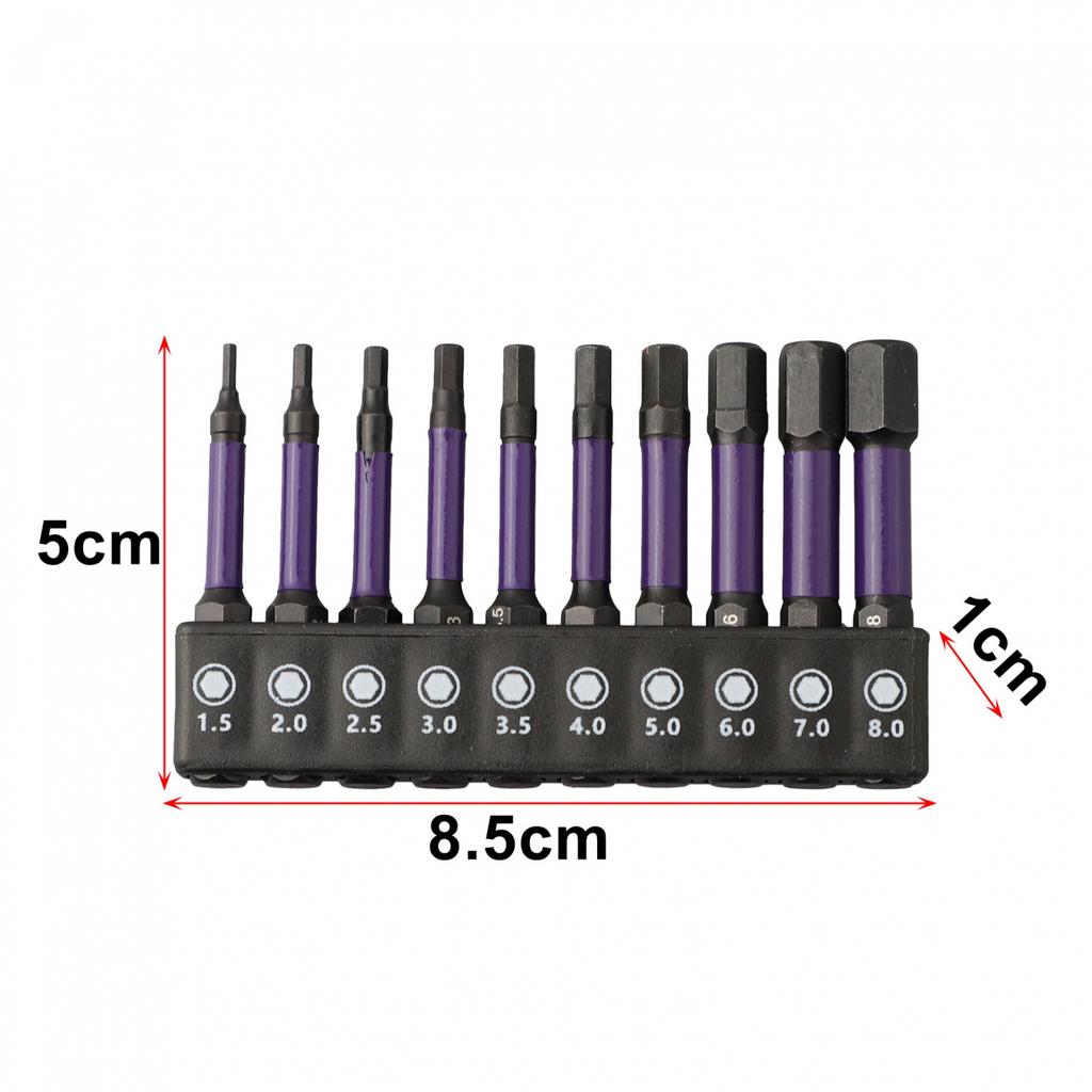 Magnetic Hex Head Screwdriver Bit Set with 10pcs H1 5 H6 for Impact Drivers