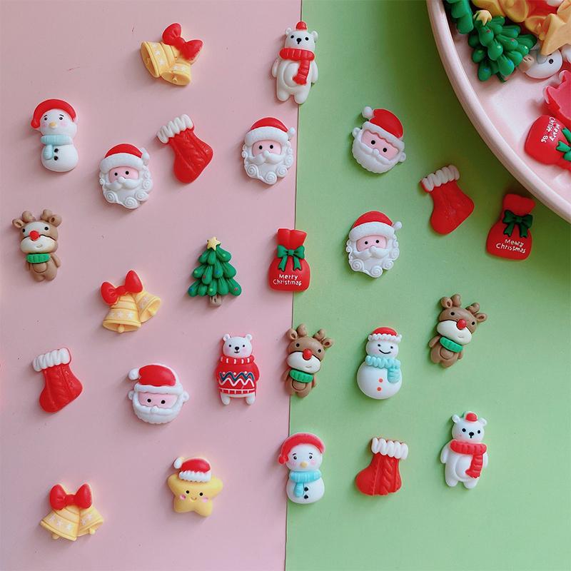10Pcs Christmas Surprise Blind Bags Luminous Animal Mushroom Figurines Miniature Mystery Bag For Potted Dollhouse Decor