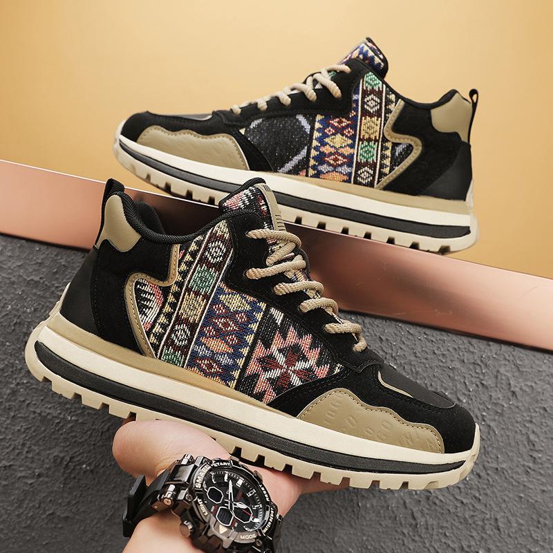 Men's shoes new 2024 autumn and winter retro British style trend versatile thick-soled wear-resistant men's casual sports dad shoes