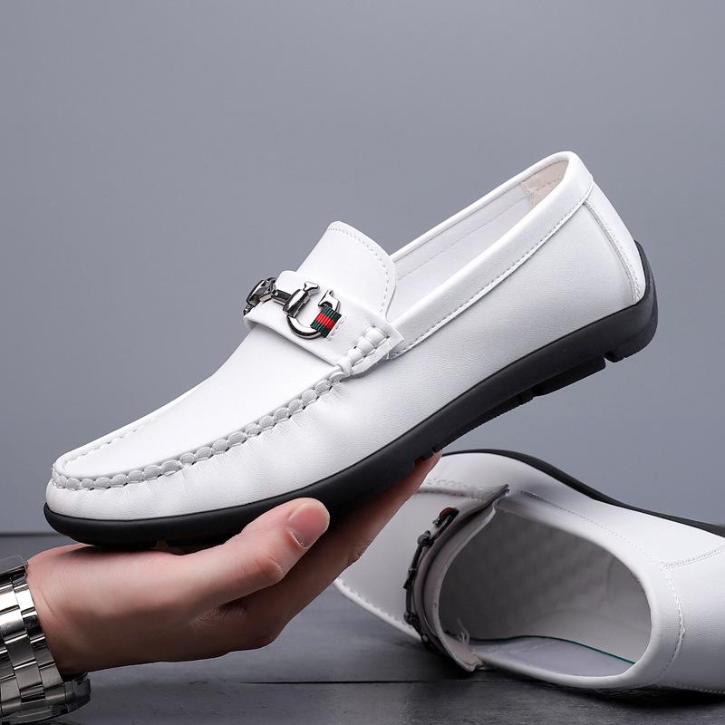 Spring leather shoes soft leather men s shoes soft sole men s casual shoes summer fashion overshoes 38 белый