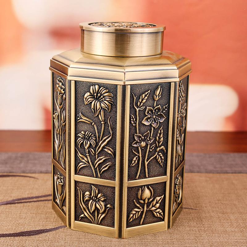 Metal tea cans are sealed and moisture-proof, household antique tea boxes, boutique high-end cans, empty boxes, storage tanks, gift boxes.