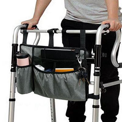 Rollstuhltasche und Getränkehalter, wasserdicht, Oxford-Gestell, zusammenklappbar, für Rollator, Organizer, Korb, Armlehne, Zubehör