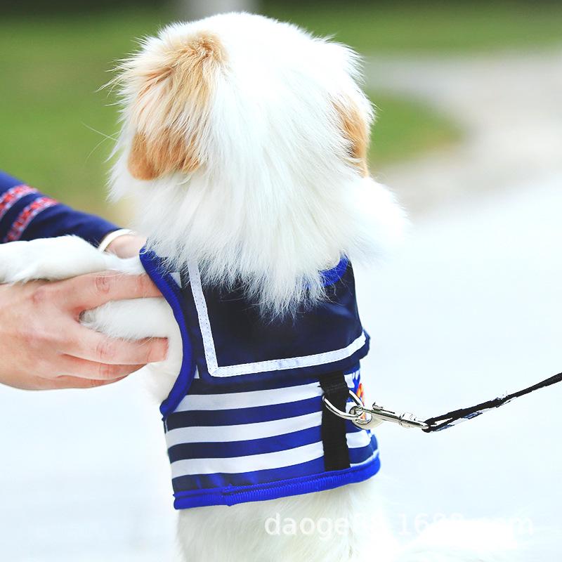 Navy Style Retro Dog Leash and Harness for Small to Medium Dogs Medium
