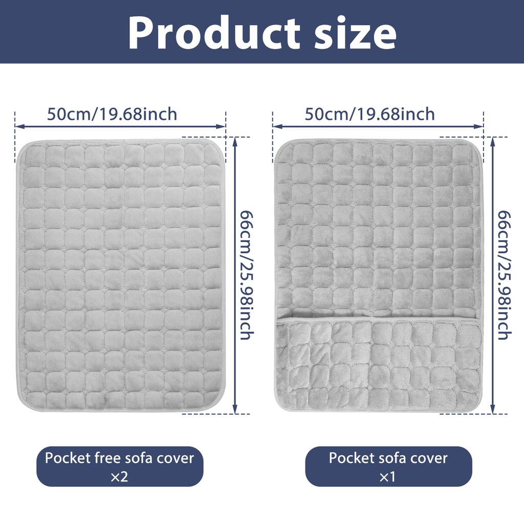 3Pcs Sofa Armrest Cover with Side Storage Pockets Soft Non Slip Four Seasons Sofa Arm Protector Recliner Chair