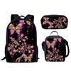 Trendig Beliebt Neuheit Lustig Schmetterling 3D-Druck 3 Stück/Set Schüler Schultaschen Laptop Tagesrucksack Rucksack Lunchtasche Federmäppchen