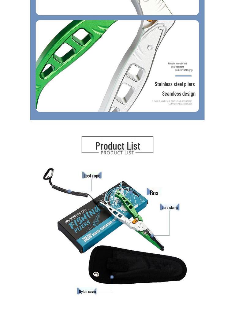 Fish-Shaped Aviation Aluminum Fishing Pliers with Split Ring and Line Cutter