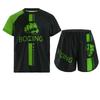 Kids Boys Boxing Uniform 2pcs Tracksuits Short Sleeve Boxer Shirt and Fighting Shorts Muay Thai Kickboxing Set