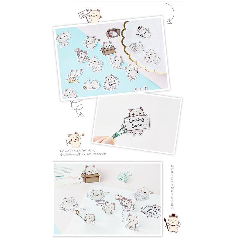 45 sztuk/paczka Kawaii naklejki DIY Cute Cartoon piękny kot naklejka do dekoracji pamiętnika