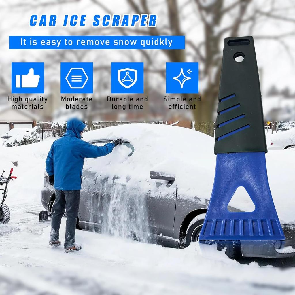 4PCS Ice Scraper for Car Windshield, Scratch Free Plastic Frost Removal Tool with Handle, Color Automotive Window Shovel to Remove Snow, Winter Car