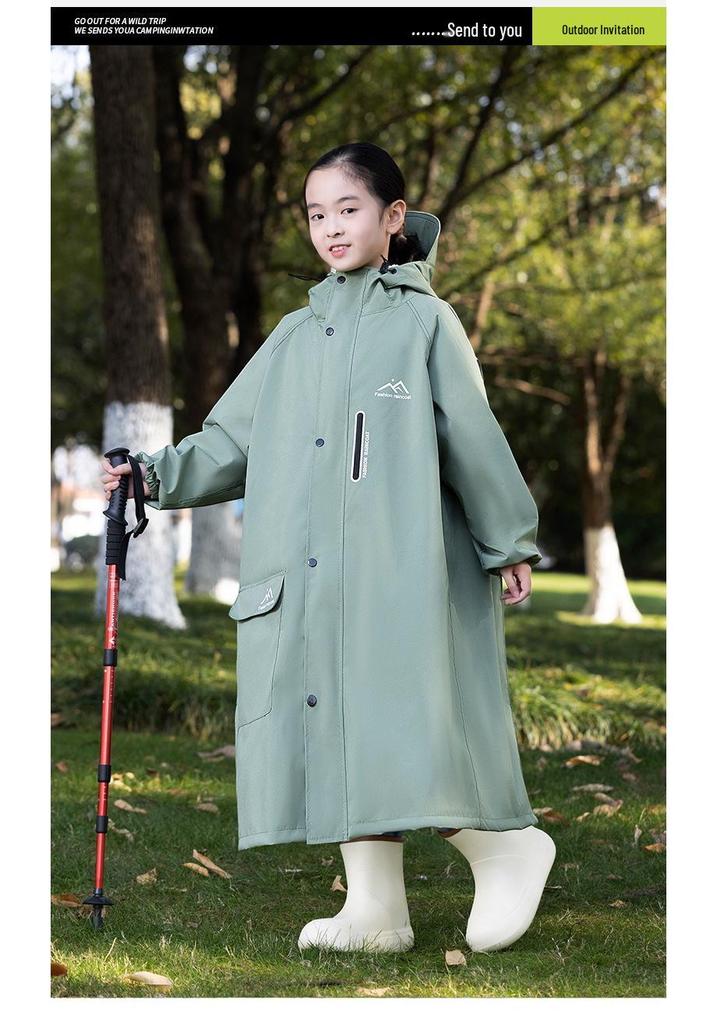 Kids' Full-Length Raincoat with Backpack Space - Heavy Rain Protection for Primary School Girls & Boys, Durable Oxford Cloth