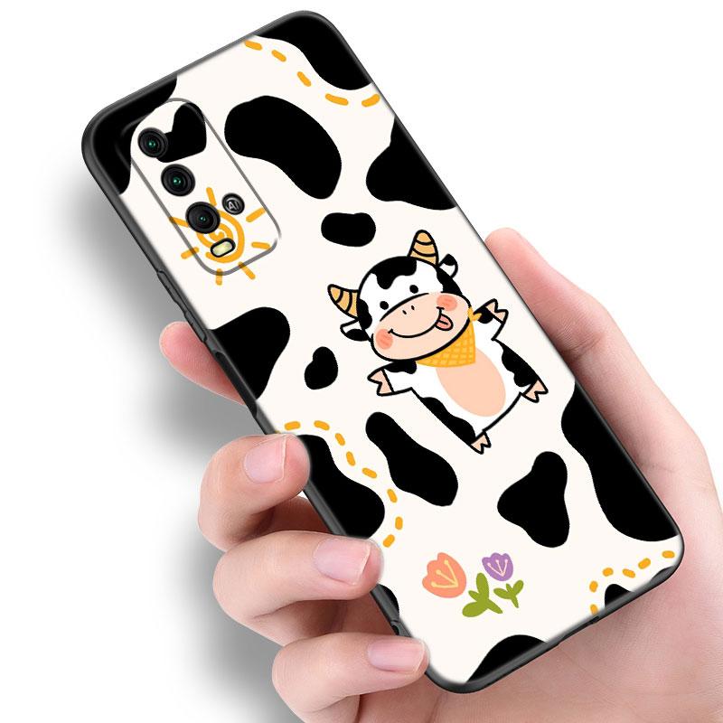 Cow Pattern Black White Phone Case For Xiaomi Redmi Note 5 6 9T K20 K40 K50 Pro 7A 8A 9A 9C 9i 10A 10C A1 S2 TPU Black Cover