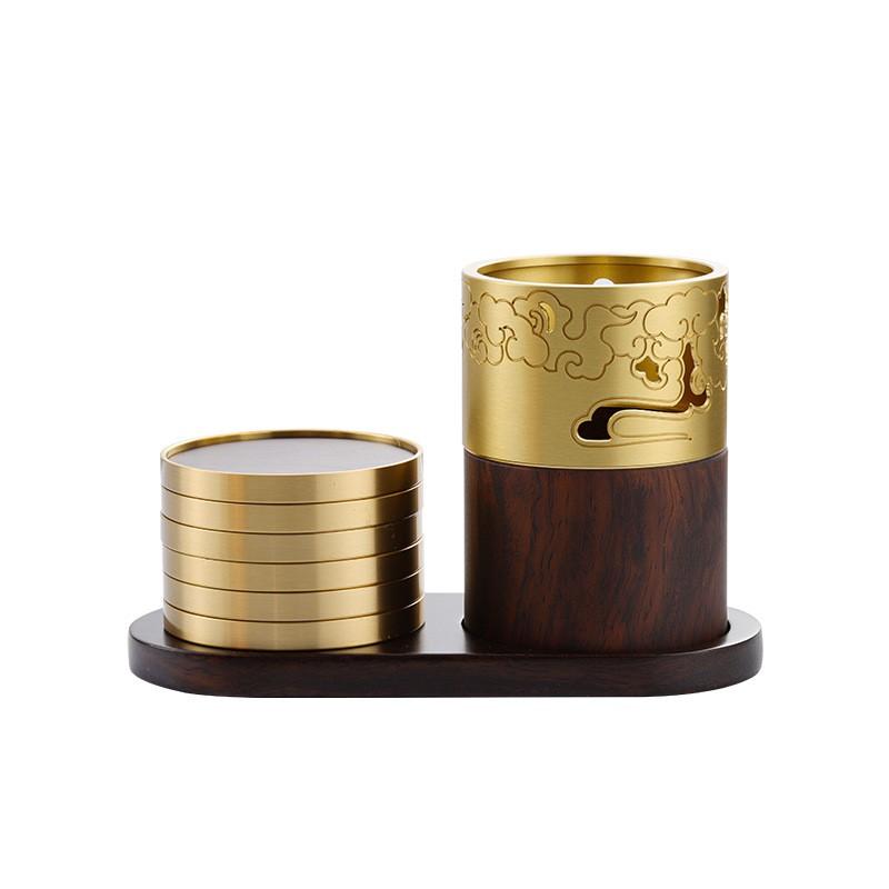 Brass Tea Ceremony Set With Heat-Resistant Coasters Six Tools Gongfu Service