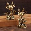 Brass Deer Ornament Hand Polished Tea Pet Statue Cute Animal Decor for Living Room Desk Home Decor