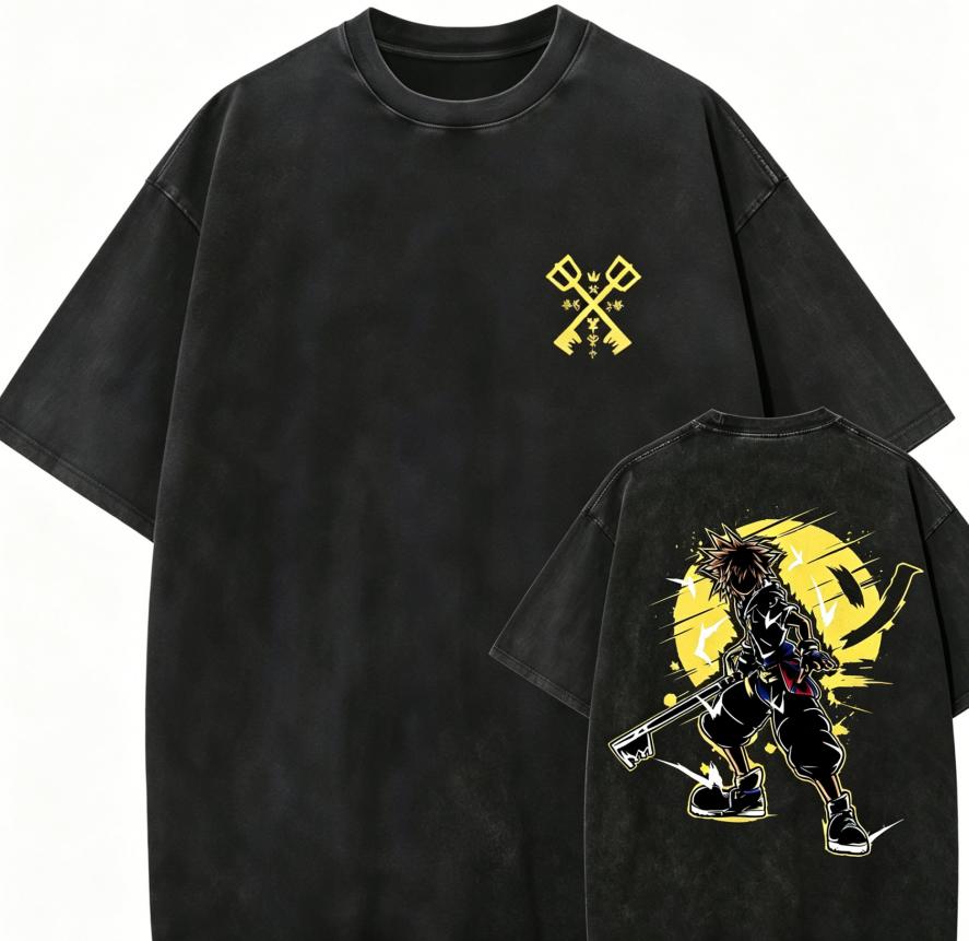 

Kingdom Hearts Sora Anime Lover Washed T-shirt Year round clothing high quality personality Clothes Plus Size Unisex New Model Couples tee M