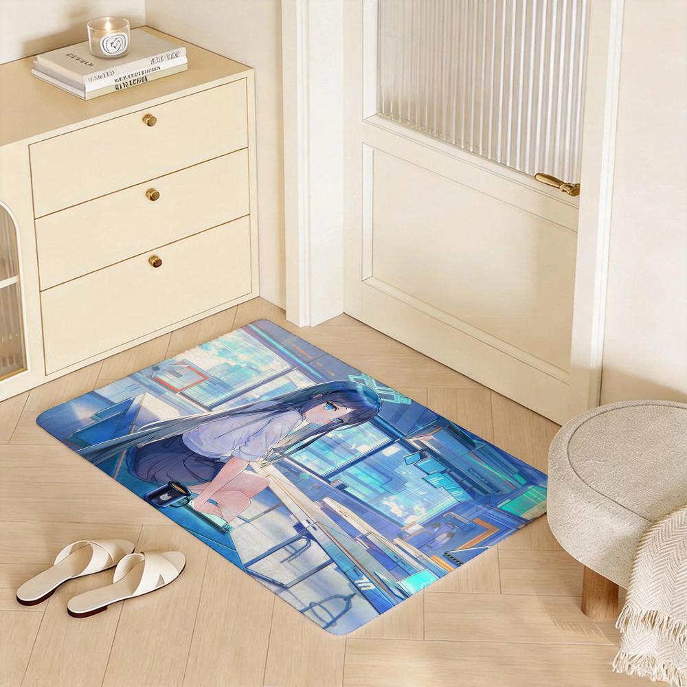 Game G Blue Archive Floor Mat Eco  Flannel Doormat Non Slip Odorless Indoor Floor Rug Soft Short Plush Home Mat