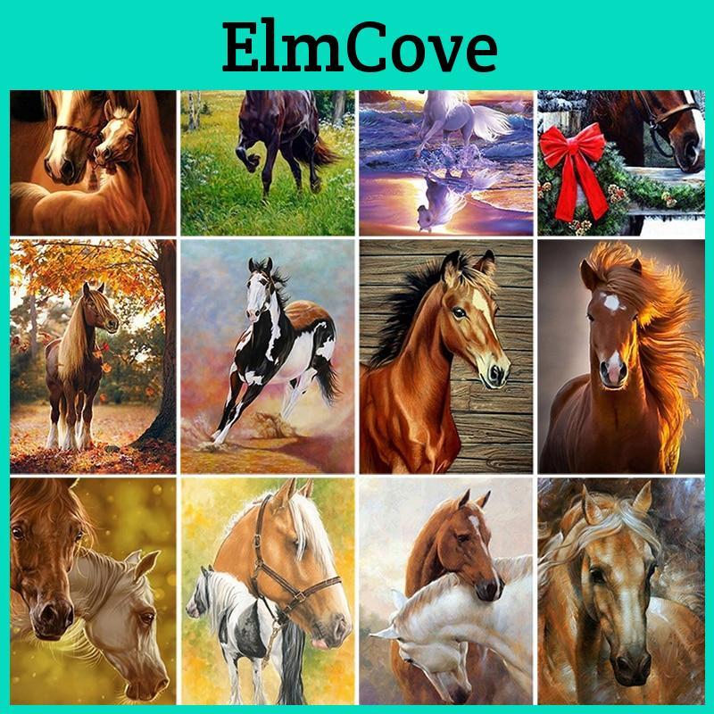 Diamond 5d Horse Diy Painting Full Round Mosaic Animal Diamont Embroidery Cross Stitch Rhinestone Handmade Home Decor