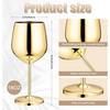 Stainless Steel Stemmed Wine Glasses 350 ml, Unbreakable Wine Glass Goblets, Gift for Men and Women, Party Glasses - 350 ml (Gold)