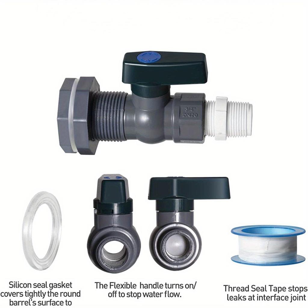 PVC Water Barrel Spigot Kit with Universal Connector and Wall Mount for Easy Garden Use