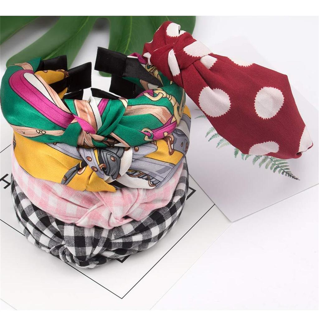 Wire Knotted Headband Knot Turban Headband Bowknot Bows Wide Headwrap Elastic Hair Accessories For Women