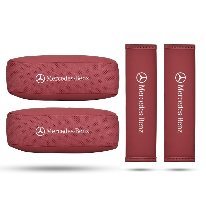 For Benz CrsC1Car Seat Headrest Auto Logo Neck Pillow For Mercedes Benz AMG W205 W204 W203 W111 W168 W213 W210 W222 CLK GLA Car Accessories