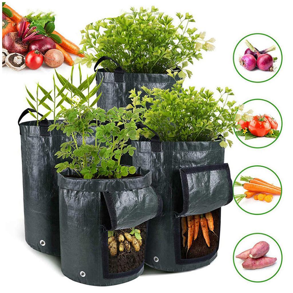 4pcs Garden Planting Bags with Viewing Window Reusable Grow Sacks for Potatoes Tomatoes Practical Plant Containers