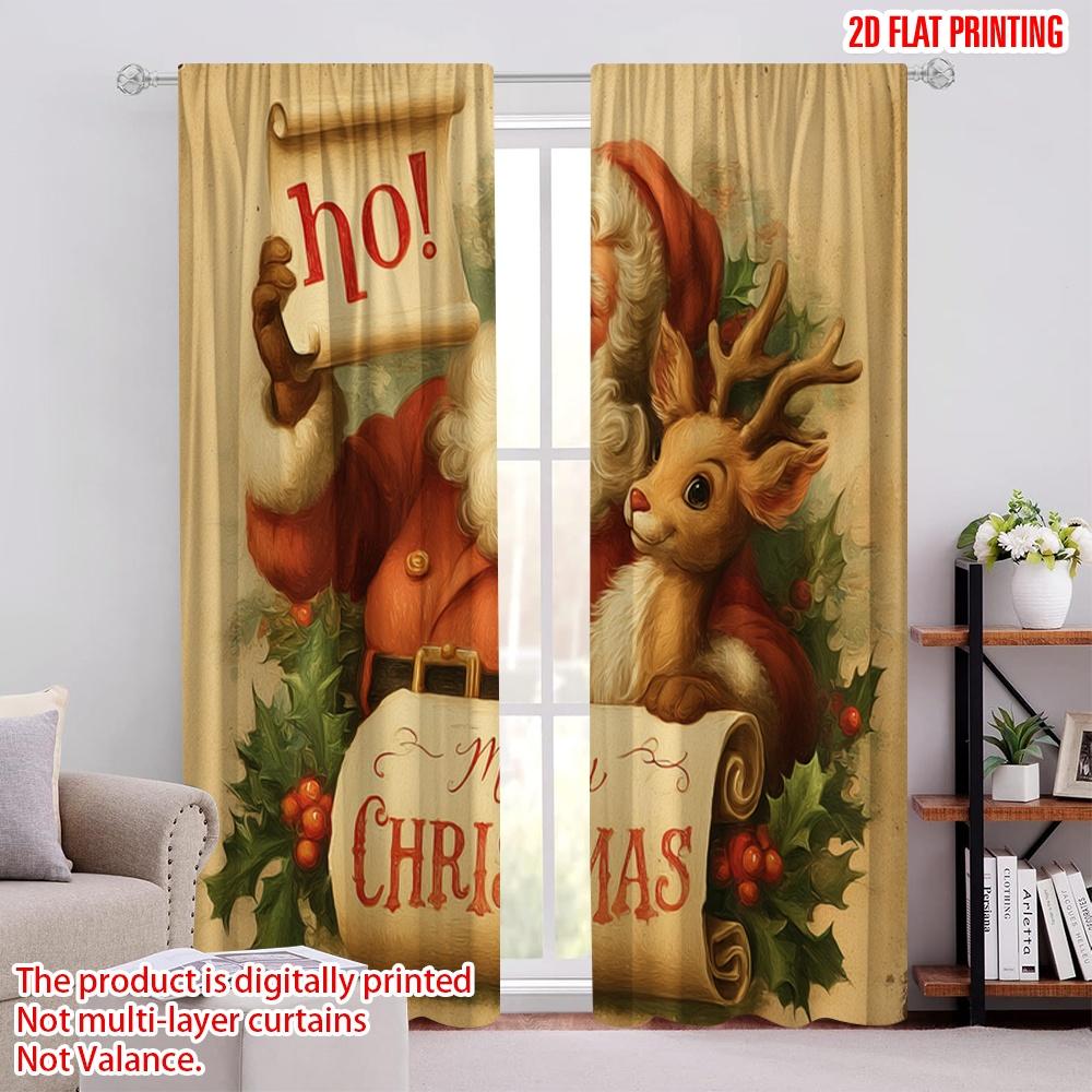

2pcs,2D plane printing Curtains&Window Treatment Santa & Reindeer (2) 100% Polyester (without rod) Gifts Use for Bedroom, Living 52.50 × 116.00 cm 2 pcs