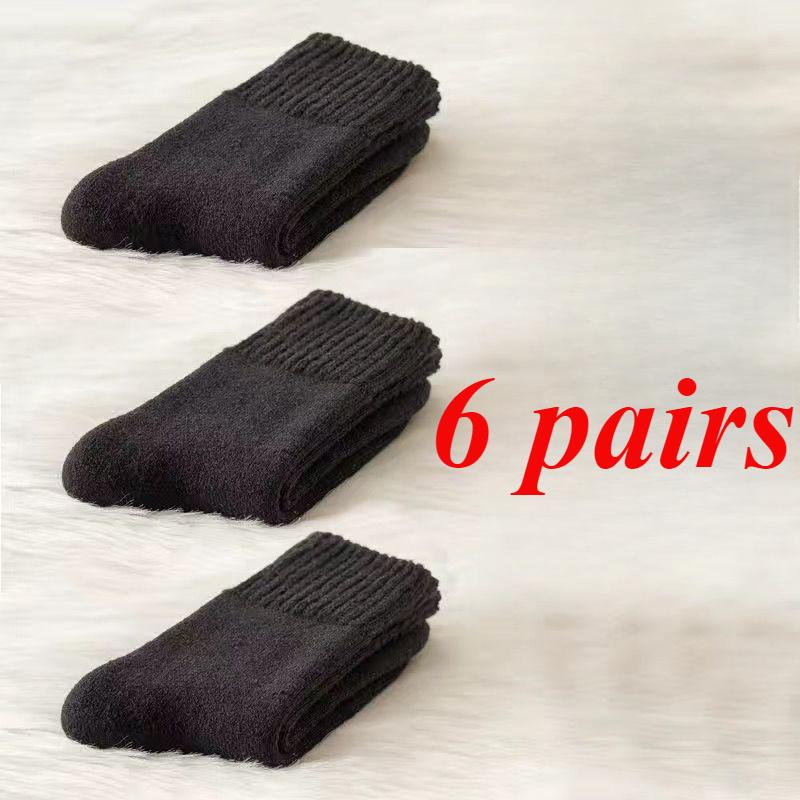 6 perechi de șosete calde de lână pentru bărbați de iarnă, groase, de înaltă calitate, Harajuku, retro, zăpadă, casual, de cașmir